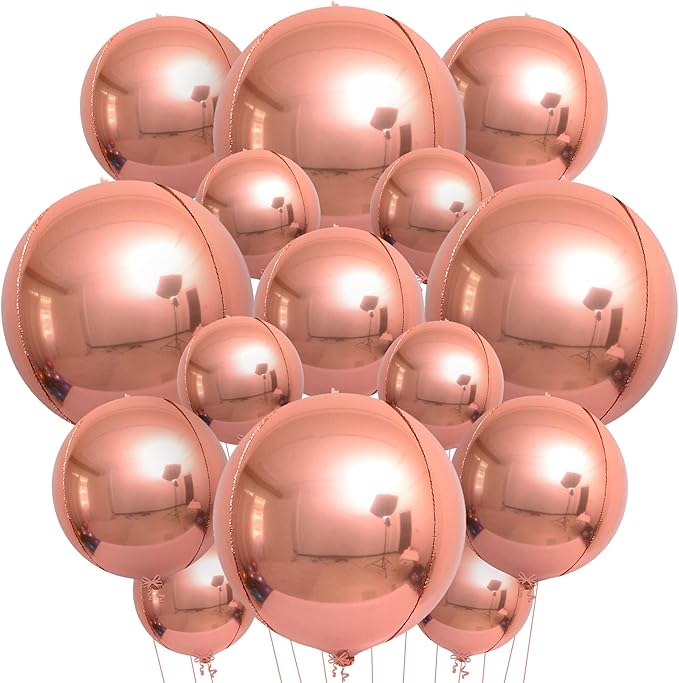 Big Rose Gold Balloons - 22 Inch, Pack of 14 | Rose Gold Foil Balloons for Rose Gold Party Decorations |Mylar Balloons